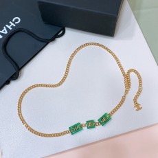 샤넬 황동 메탈 그린 장식 웨스트 체인 001-193298