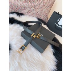 샤넬 블랙 소가죽 더블 C 금속 버클 벨트 001-193311
