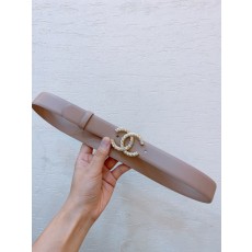 샤넬 진주 라인스톤 CC 로고 가죽 벨트 001-193323