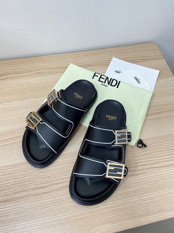 펜디 FF 로고 더블 스트랩 플랫 샌들 001-193388