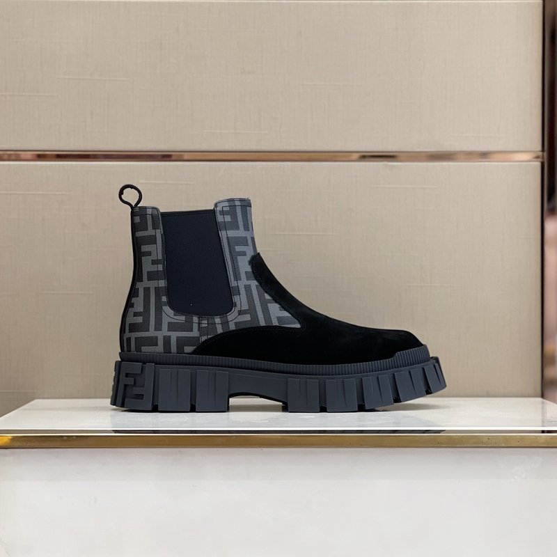 펜디 FENDI 블랙 가죽 앵클 부츠 001-193398