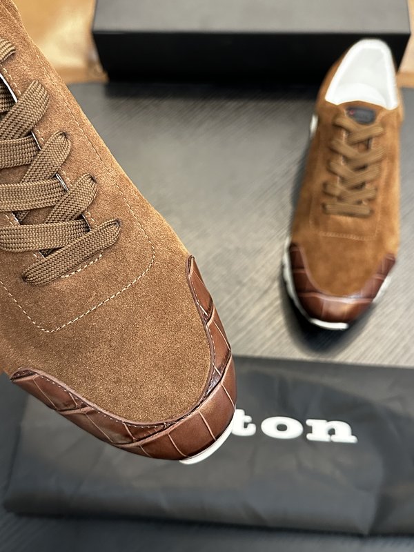 Kiton 남성 송아지 가죽 스니커즈 001-193914