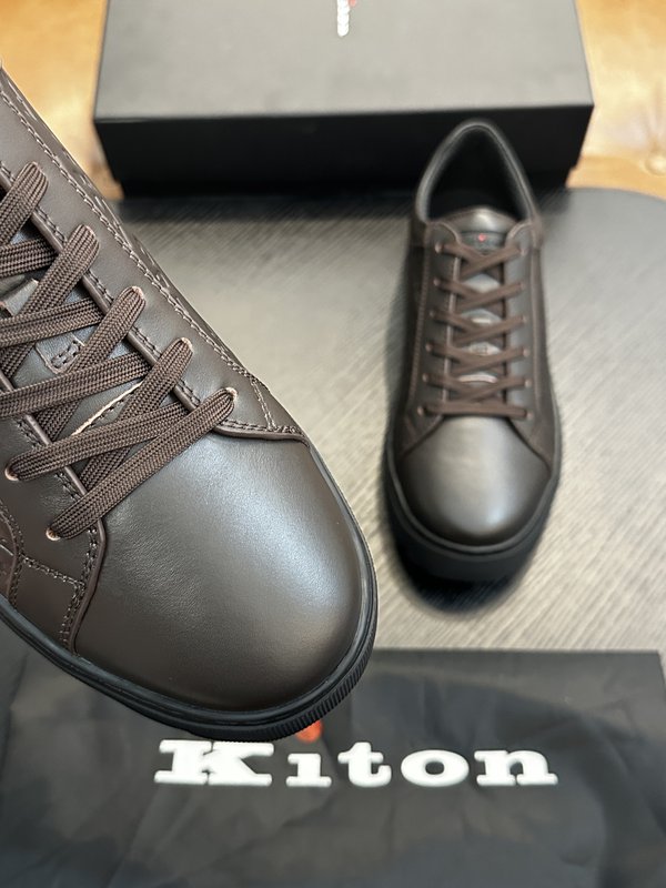 Kiton 남성 송아지 가죽 스니커즈 001-193916