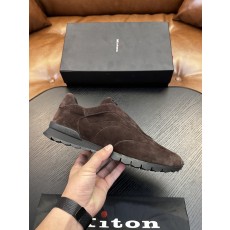 Kiton 남성 송아지 가죽 스니커즈 001-193998