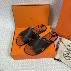 에르메스 H 버클 컬러블록 가죽 슬리퍼 001-195064
