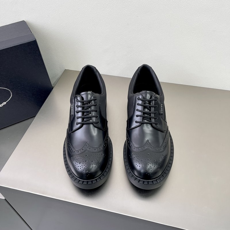 프라다 남성 두꺼운 밑창 가죽 나일론 더비 슈즈 001-195584