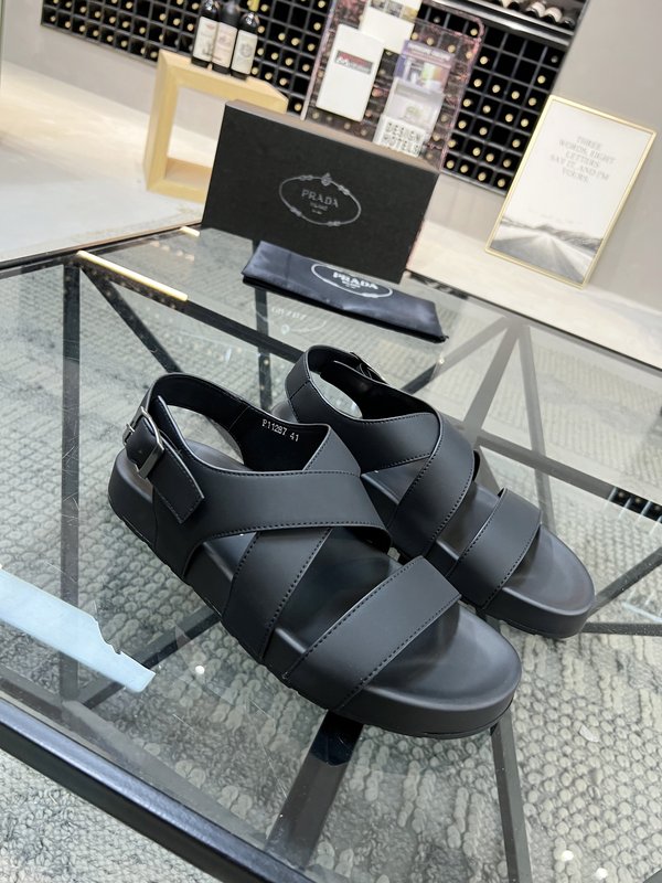 Prada 프라다 남성春夏 가죽 슬리퍼 001-195619