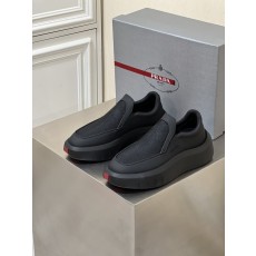Prada 남성 수입 소가죽 두꺼운 바닥 캐주얼 슈즈 001-195620