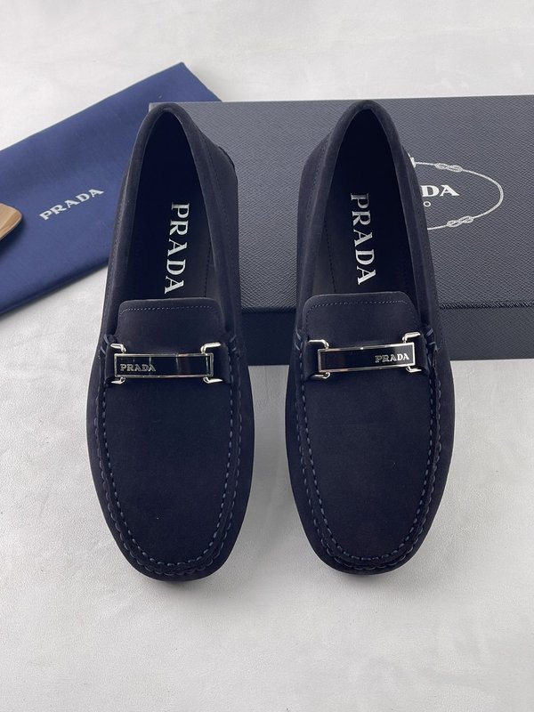 PRADA 수제 봉제 가죽 드라이빙슈즈 남성 001-195634