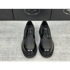프라다 남성 가죽 직물 레이싱 더비 슈즈 001-195657