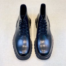 PRADA 클래식 라운드 토 남성 가죽 부츠 001-195983