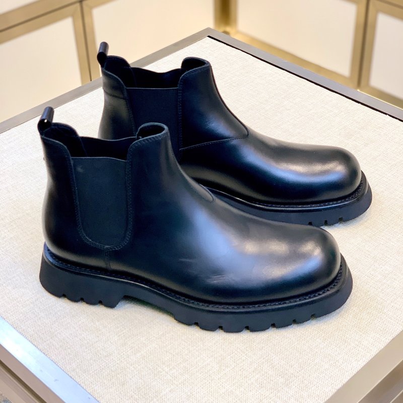 PRADA 클래식 라운드 토 남성 가죽 부츠 001-195984