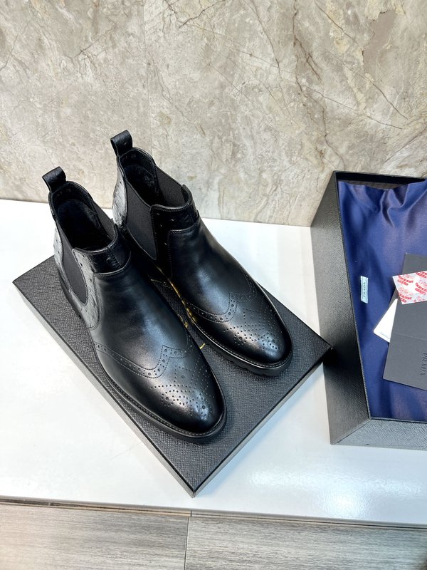 PRADA 남성용 첼시 부츠 소 가죽 보온 001-196005