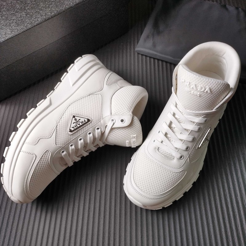 PRADA 프라다 화이트 메쉬 하이탑 운동화 001-196094