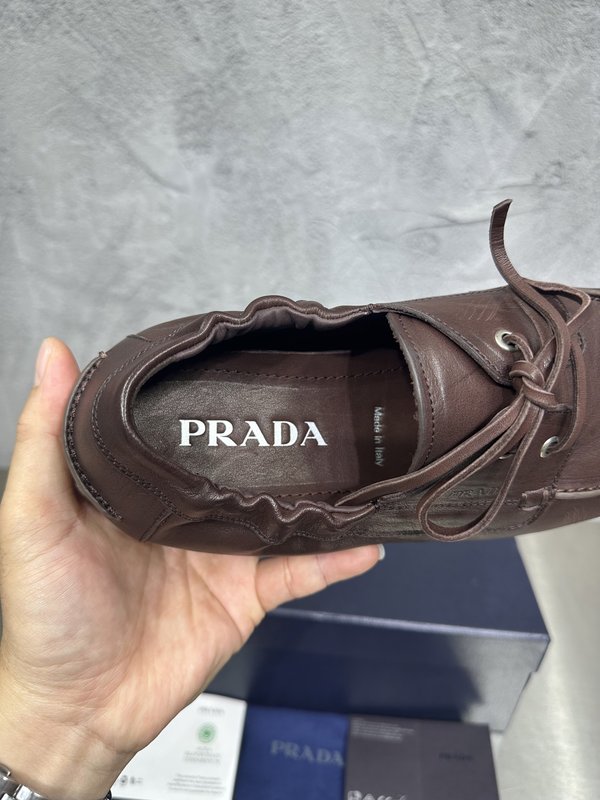 PRADA 빈티지 남성 가죽 스플라이스 슈즈 001-196117