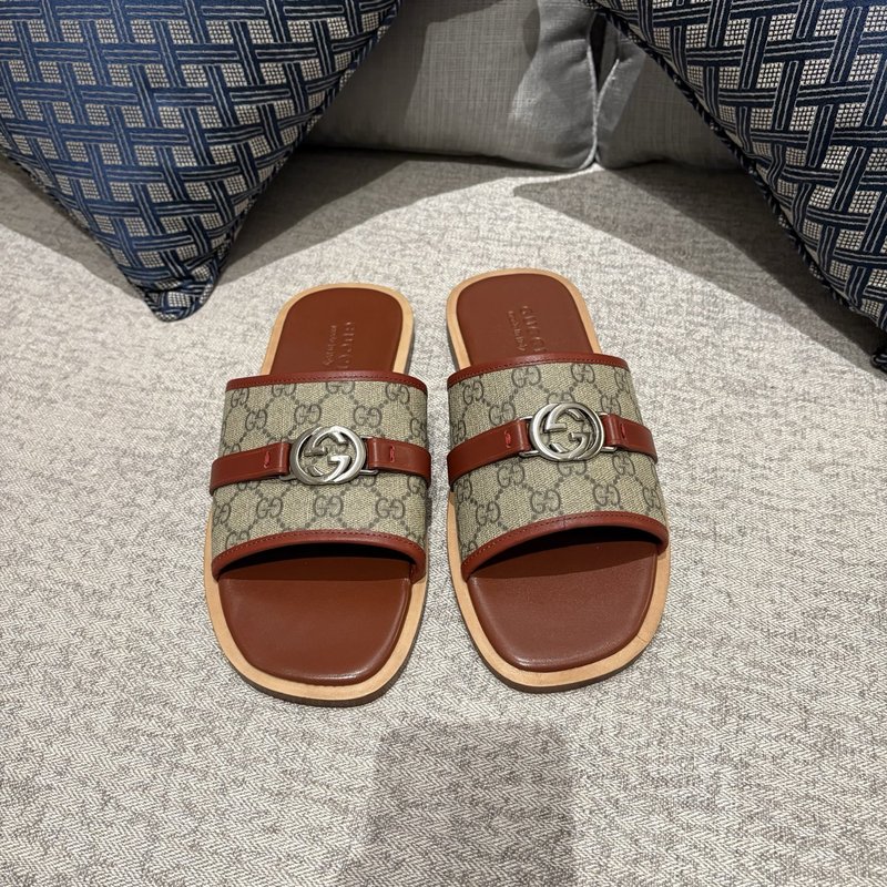 GUCCI 클래식 슬라이드 샌들 가죽 바닥 001-196501