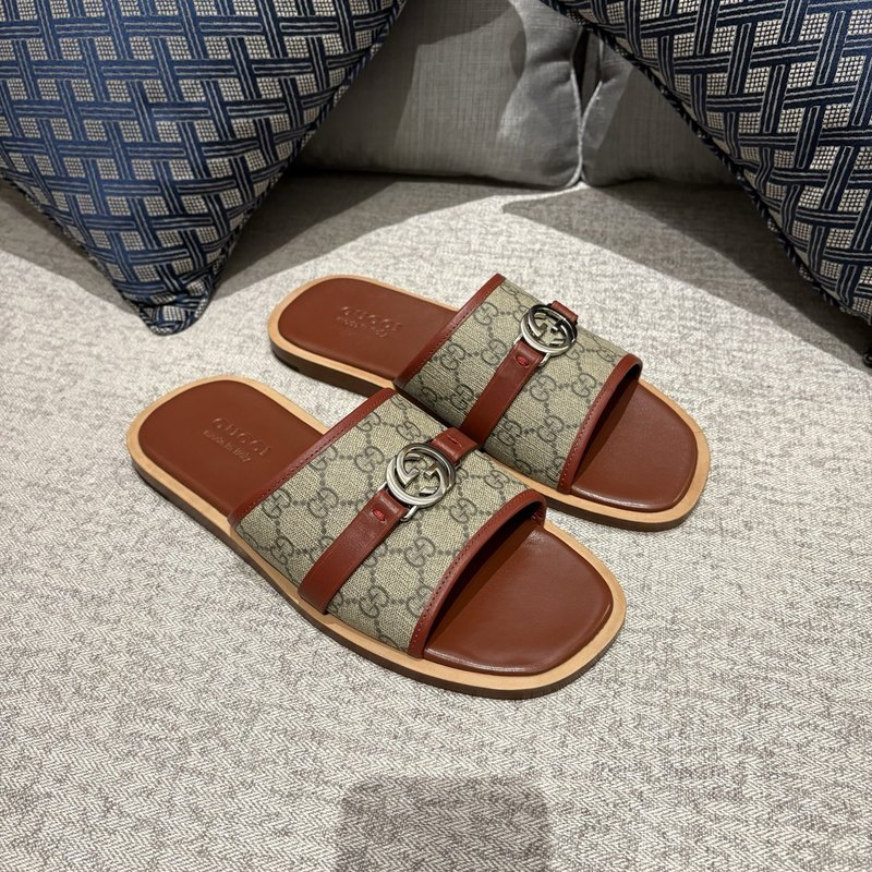 GUCCI 클래식 슬라이드 샌들 가죽 바닥 001-196501