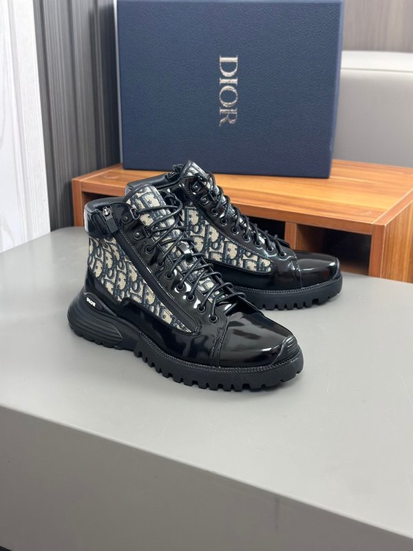 디오르 DIOR 하이탑 프린트 가죽 운동화 001-196783