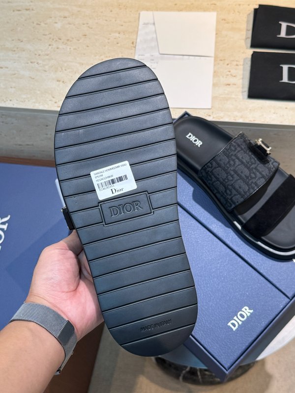 DIOR Aqua 남성 소 가죽 캔버스 슬리퍼 001-196934