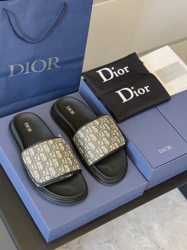 Dior Aqua 남성 CD 패턴 캔버스 슬리퍼 001-196957