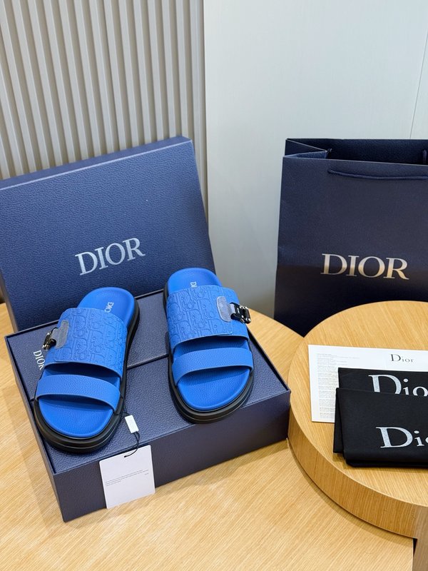 DIOR Aqua 남성 캔버스 교차 밴드 슬리퍼 001-197128
