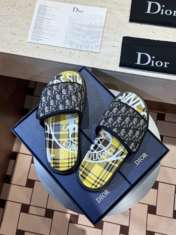 DIOR Aqua 남성 캔버스 가죽 샌들 슬리퍼 001-197136