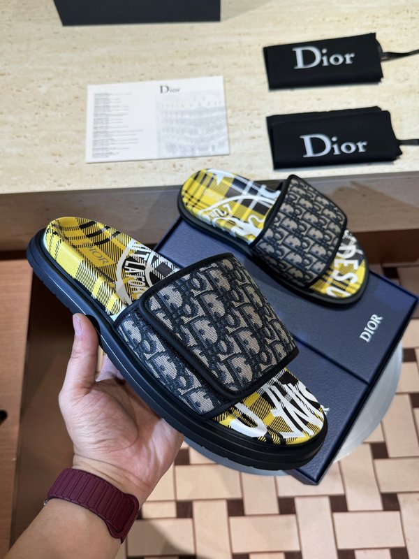 DIOR Aqua 남성 캔버스 가죽 샌들 슬리퍼 001-197136