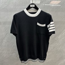 톰브라운 남성 라운드넥 컬러 블록 니트 반팔 001-197513