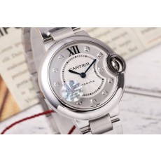 까르띠에 발롱 블루 33mm 스테인리스 스틸 시계 001-198763