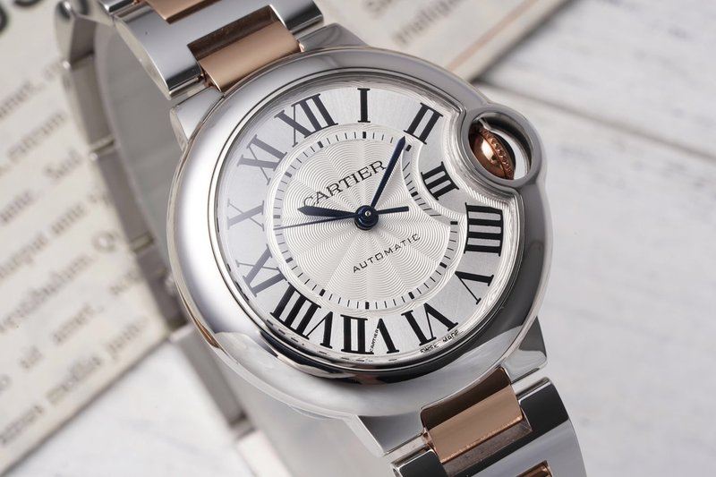 까르띠에 발롱블루 33mm 스테인리스 스틸 시계 001-198819