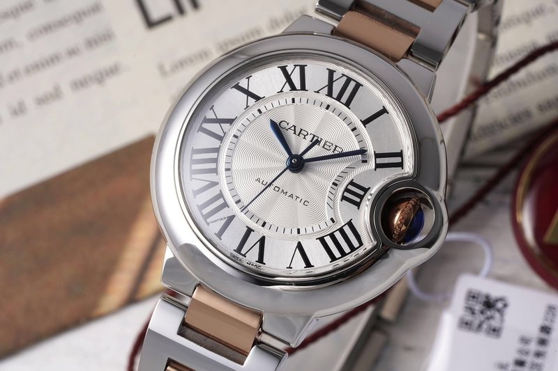 까르띠에 발롱블루 33mm 스테인리스 스틸 시계 001-198819