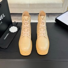 샤넬 가을 겨울 두꺼운 밑창 키높이 양가죽 앵클부츠 001-199036