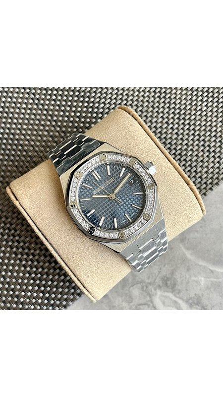 오데마 피게 로얄 오크 여성용 다이아몬드 기계식 시계 001-199711