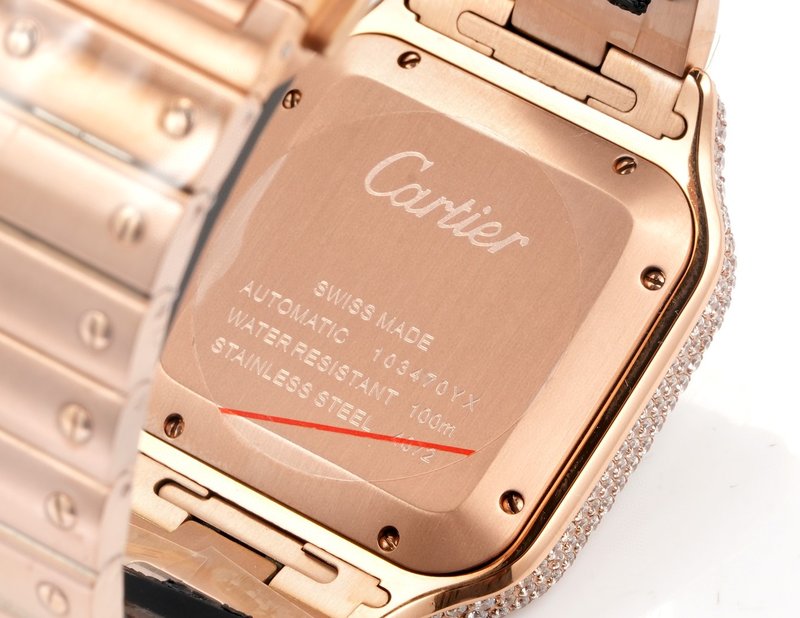 까르띠에 산토스 중동판 스틸 밴드 풀 다이아몬드 시계 001-199942