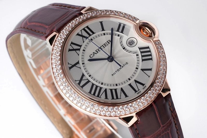 까르띠에 발롱 블루 도금 다이아몬드 기계식 시계 001-200018