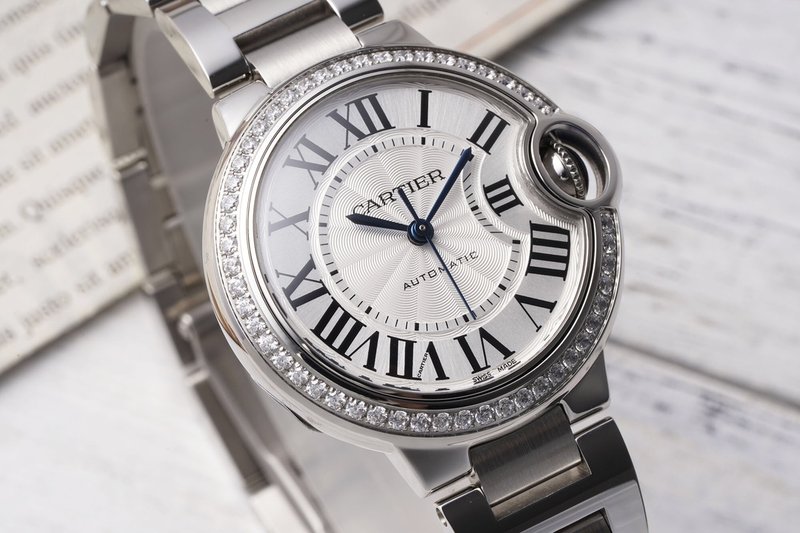 까르띠에 발롱 블루 33mm 스테인리스 스틸 시계 001-200092