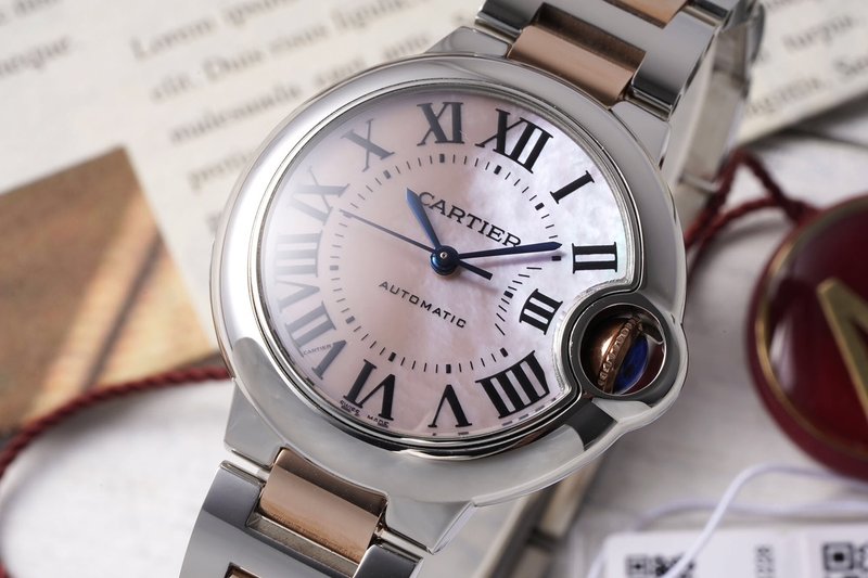까르띠에 발롱블루 33mm 스테인리스 스틸 시계 001-200093