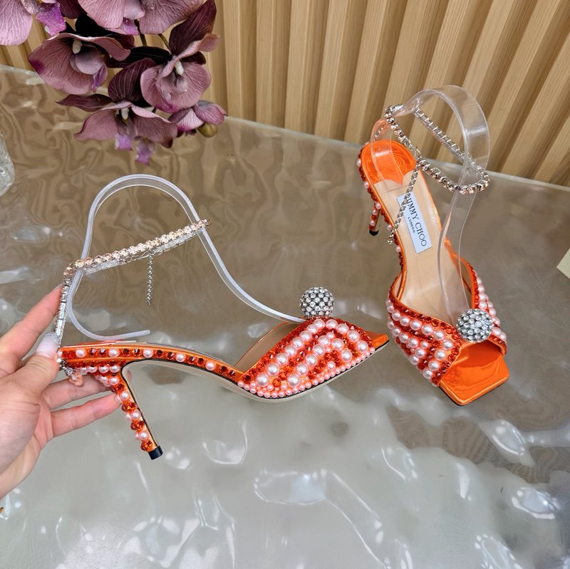 지미추 진주 스팽글 뾰족구두 힐 샌들 001-200586