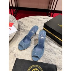 데님 스트라스 하이힐 뮬 001-201389
