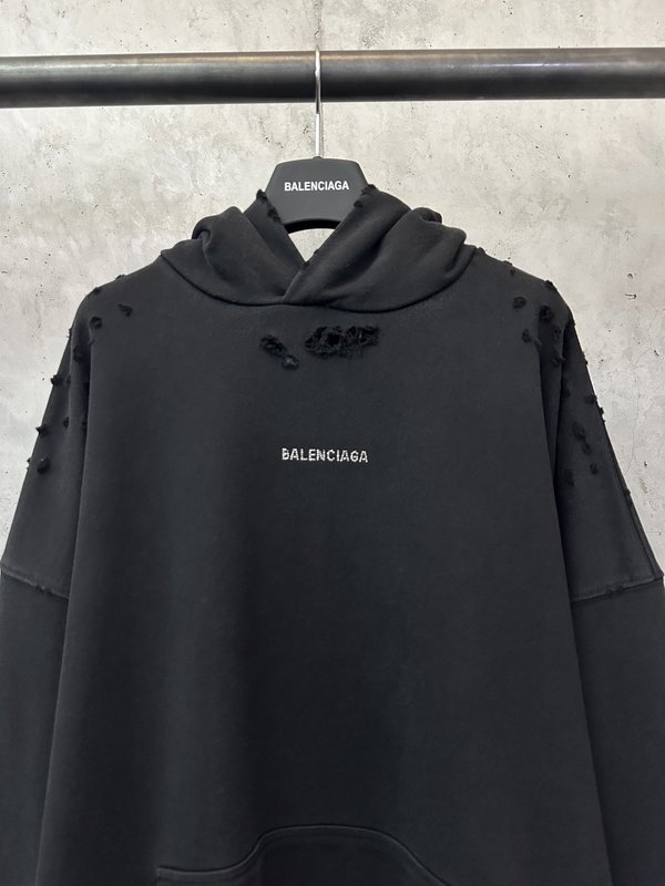 발렌시아가 워싱 홀로그램 후드 티셔츠 001-201908