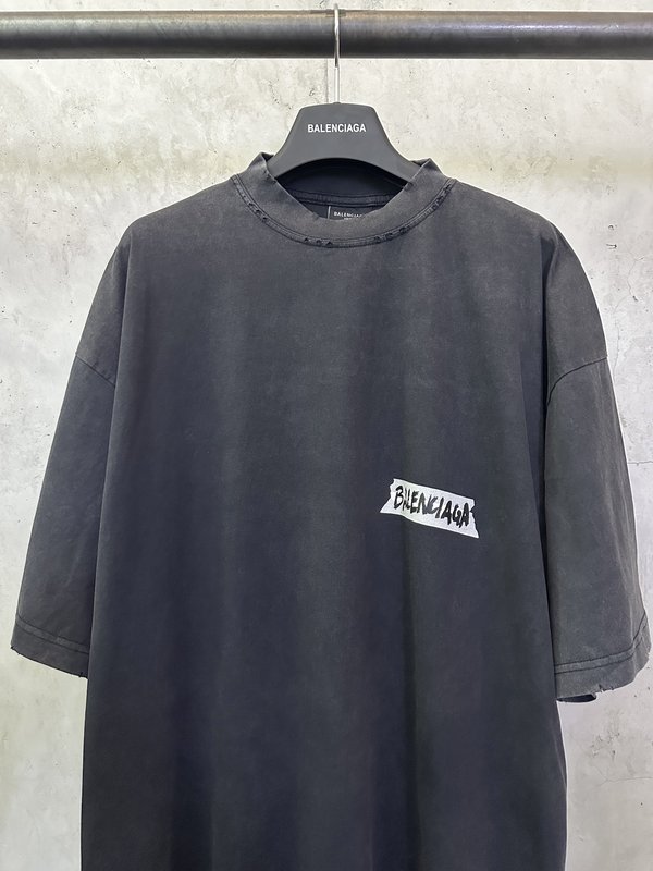 발렌시아가 로고 자수 반팔 티셔츠 001-201917