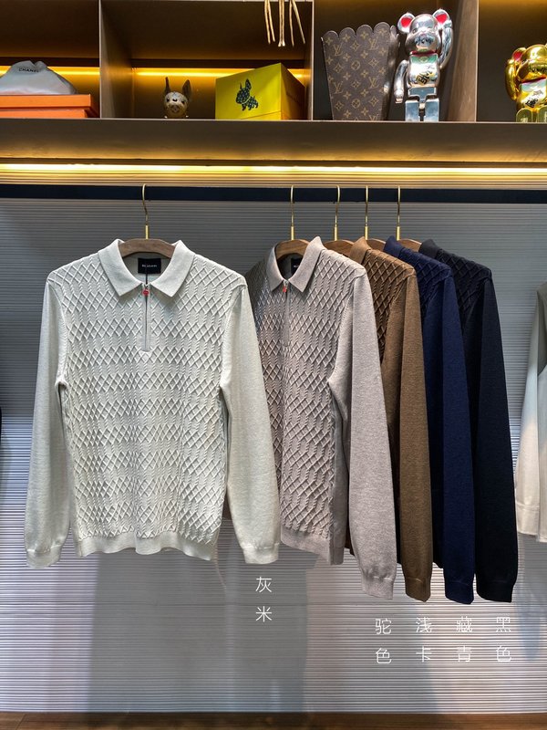 Kiton 남성 울 텐셀 혼방 니트 폴로 셔츠 001-202257