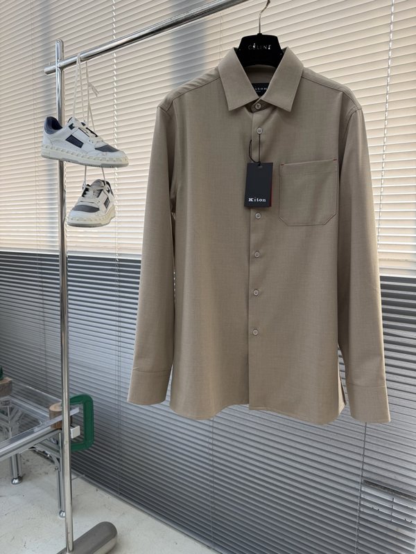 Kiton 남성 텐셀 코튼 라펠 긴팔 셔츠 001-202264
