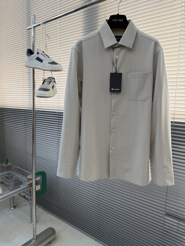 Kiton 남성 텐셀 코튼 라펠 긴팔 셔츠 001-202266