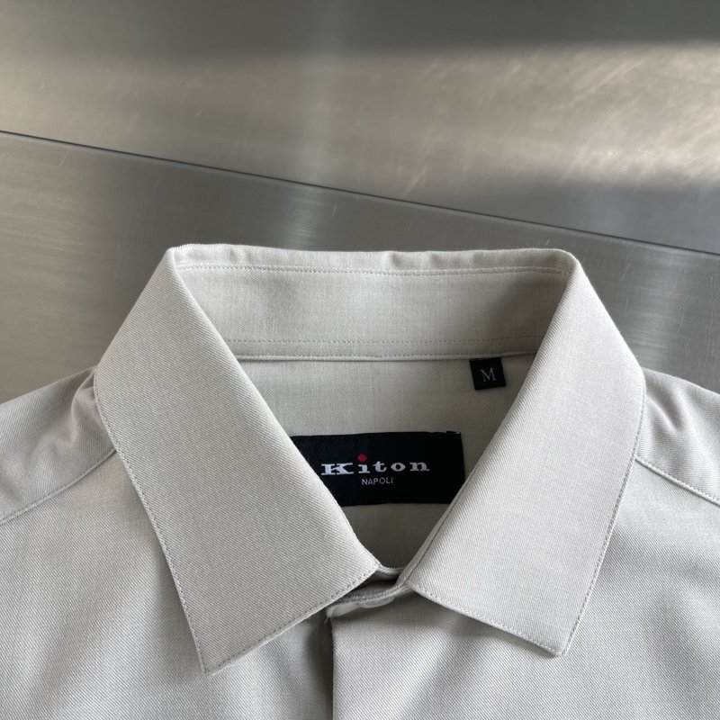 Kiton 남성 텐셀 코튼 라펠 긴팔 셔츠 001-202266