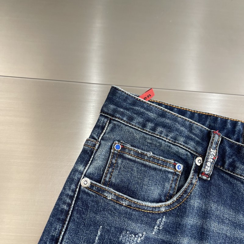 Kiton 가을 겨울 신축성 슬림 스트레이트 진 001-202270