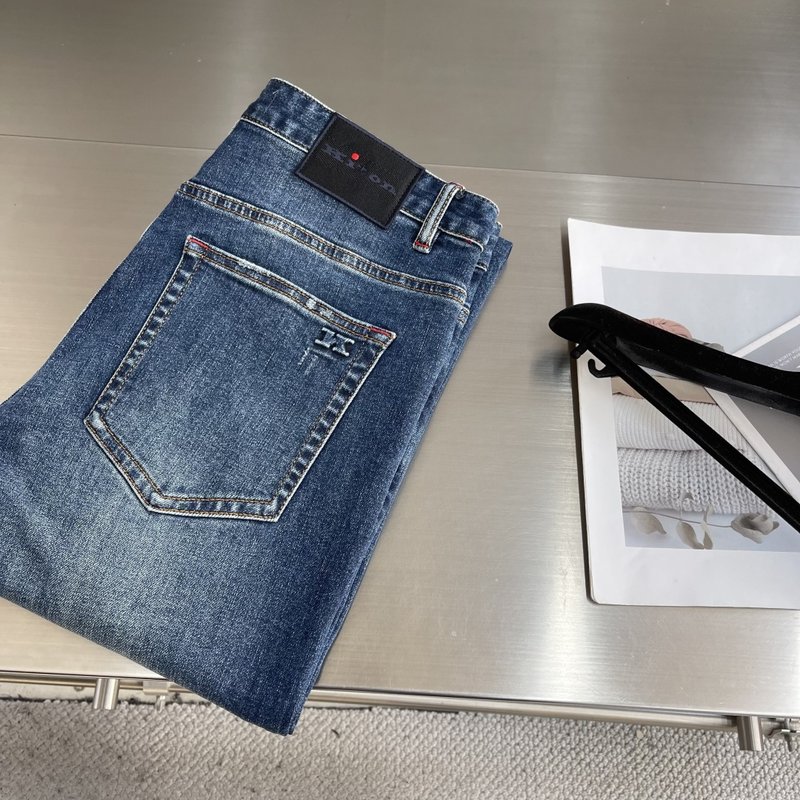 Kiton 가을 겨울 신축성 슬림 스트레이트 진 001-202270