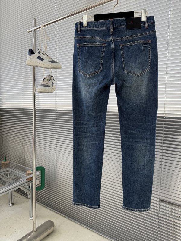 Kiton 가을 겨울 신축성 슬림 스트레이트 진 001-202270