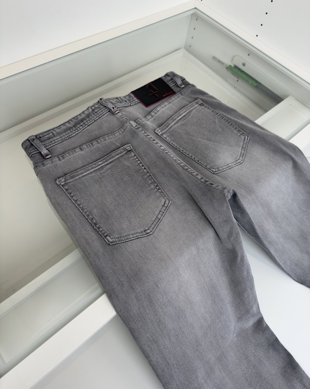 Kiton 남성 그레이 워싱 슬림 진 001-202286