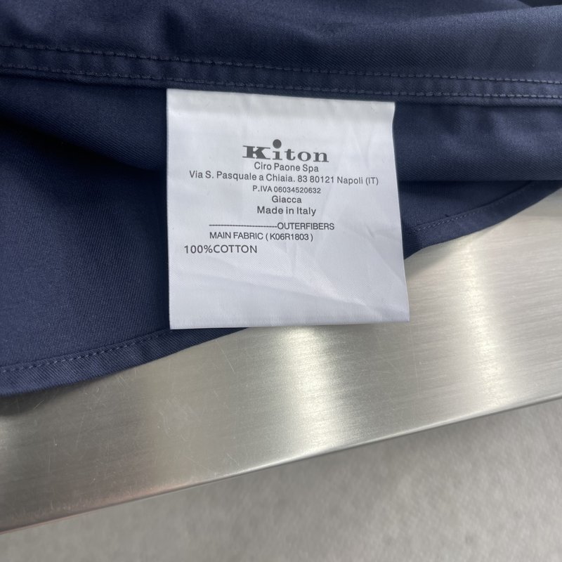 Kiton 남성 면 소재 자수 칼라 긴팔 셔츠 001-202290